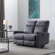 Canapé relax manuel 2 places - Tissu gris - L 135  x P 97 x H 98 cm - JESS