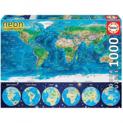 EDUCA - Puzzle Mappemonde Neon 1000 pcs