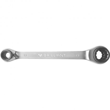 Brilliant Tools - Clé polygonale contre-coudée a cliquet, 4 en 1, 10x13, 17x19 mm