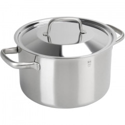 Marmite Traiteur 6.4 L Inox - Gamme SILVER PRO - 24 cm - Avec couvercle - Tous feux dont induction