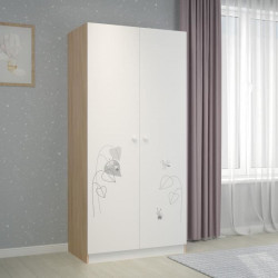 POLINI KIDS AMIS ZEN Armoire NINA  2 portes avec penderie blanc/naturel