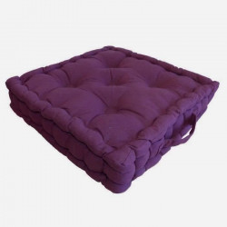 Coussin de sol 100% coton 40x40x9 cm AUBERGINE