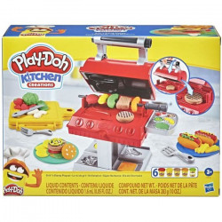 PLAY-DOH - Kitchen Creations - Le roi du grill avec 6 Pots de pâte atoxique aux couleurs variées - pour enfants - des 3 ans
