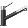 Mitigeur cuisine, bec droit orientable 120ø, douchette extractible, BLANCO KANO-S, chromé / anthracite, robinet cartouche cér…