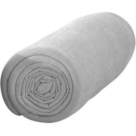 TODAY Drap Housse 140X190 2 personnes Jersey uni gris JERSEY TODAY