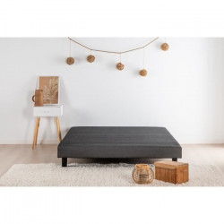 FINLANDEK Rakenne Sommier tapissier a lattes 160 x 200 - Bois massif gris anthracite + pieds bois verni clair