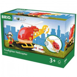 Brio World Hélicoptere des Pompiers  - Accessoire aimanté pour circuit de train en bois - Ravensburger - Mixte des 3 ans - 33797