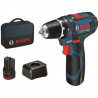 Perceuse visseuse sans-fil BOSCH PROFESSIONAL - GSR 12V-15 (2 batteries 2.0Ah, chargeur, sacoche)