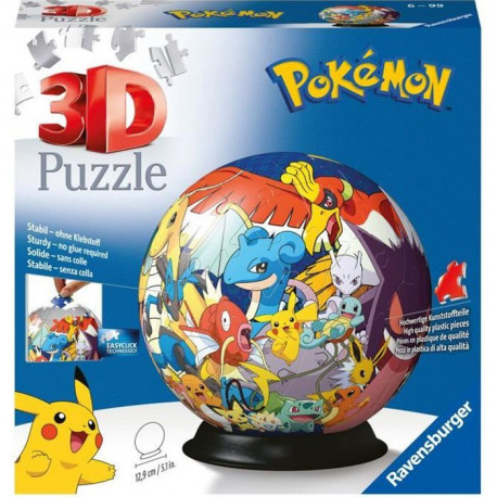 POKÉMON Puzzle 3D Ball 72 pieces - Ravensburger - Puzzle enfant 3D sans colle - Des 6 ans