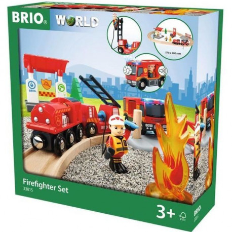 Brio World Circuit Action Pompier  - Coffret complet 18 pieces - Circuit de train en bois - Ravensburger - Mixte des 3 ans - …