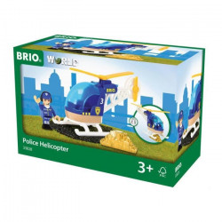 Brio World Hélicoptere de Police  - Accessoire aimanté pour circuit de train en bois - Ravensburger - Mixte des 3 ans - 33828