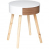 Table a café rond - Pieds en bois massif - Blanc - Scandinave - Ø39,5 x H50,5 cm - DONA