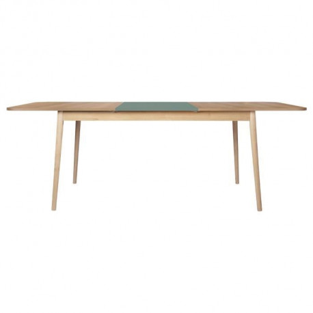 Table a manger extensible - Décor Chene et vert - Pieds bois massif - GARDENIA - 160/200 x 100 cm