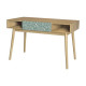 Bureau avec 1 tiroir - Décor chene et vert - Pieds en bois massif - L 120 x P 55 x H 75 cm - GARDENIA