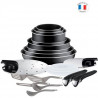 TEFAL L2009702 Ingenio Essential Batterie de cuisine 20p, Poeles, Casseroles, Sauteuse, Tous feux sauf induction, Fabriqué en…