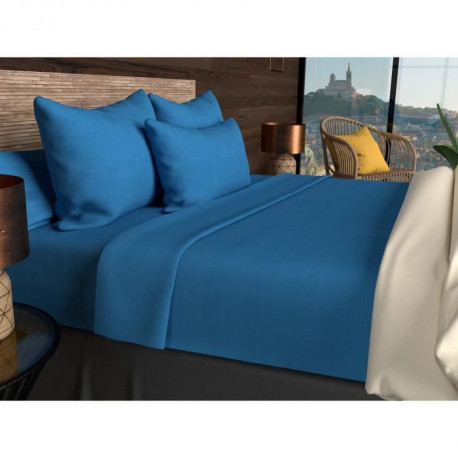 SOLEIL D'OCRE Drap housse 140x190 cm en coton 57 Fils - Marine