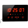 Horloge Calendrier a LED - Grands caracteres - Multifonctions - Piles fournies - 36x22cm - Noir