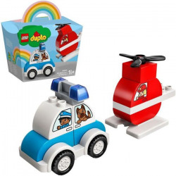 LEGO 10957 DUPLO My First L'hélicoptere des Pompiers et la Voiture de Police Jouet pour Bébés, Filles & Garçons de 1 an et Demi