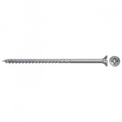 FISCHER - Vis PowerFast II CZP 6,0x80 a tete fraisée, empreinte PZ, zingué blanc, filetage partiel - Boîte de 100
