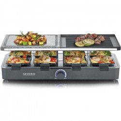 SEVERIN Raclette Gril 8 personnes, pierre de cuisson naturelle et plaque réversible anti-adhésive, thermostat réglable, RG 2371