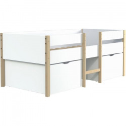 Lit mi-hauteur 90x200cm + 2 maxi tiroirs + sommier - Blanc - Zephir