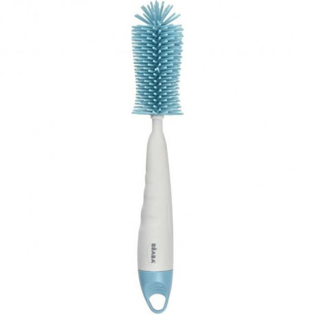 BEABA, Goupillon/Brosse Biberons & Tétines en Silicone ultra souple, Embout souple et texturé, Bleu