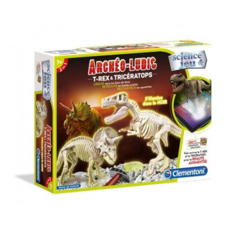 Jeu Clementoni Archéo-Ludic T-Rex et Tricératops, Fluorescent