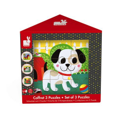 Coffret 3 Puzzles en bois Janod Tornado Titus Felix