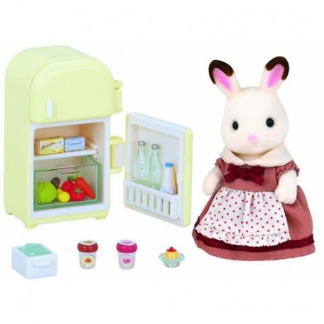 Figurine Maman Lapin Chocolat et réfrigérateur Sylvanian Families