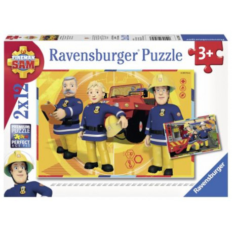 Puzzles 2 x 12 pièces Ravensburger Sam en intervention Sam le pompier