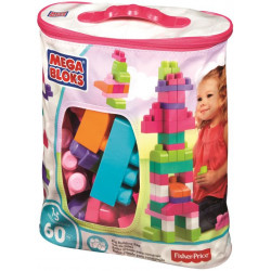 Jeu de construction Mega Bloks First builders Sac 60 blocs Medium Classique Rose