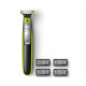 Tondeuse homme Philips QP2520/30 OneBlade avec lame de rechange et 4 sabots barbe Vert et Gris