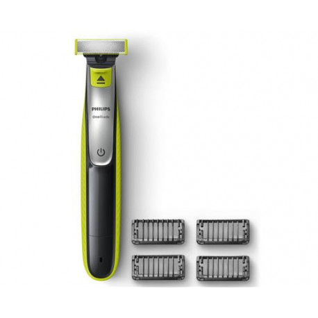 Tondeuse homme Philips QP2520/30 OneBlade avec lame de rechange et 4 sabots barbe Vert et Gris