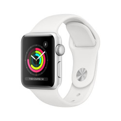 Apple Watch Series 3 38 mm Boîtier en Aluminium Argent avec Bracelet Sport Blanc