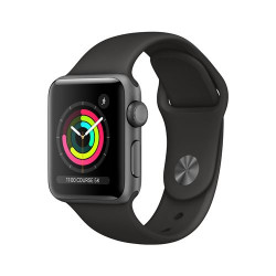 Apple Watch Series 3 38 mm Boîtier en Aluminium Gris sidéral avec Bracelet Sport Noir