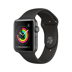 Apple Watch Series 3 42 mm Boîtier en Aluminium Gris sidéral avec Bracelet Sport Noir