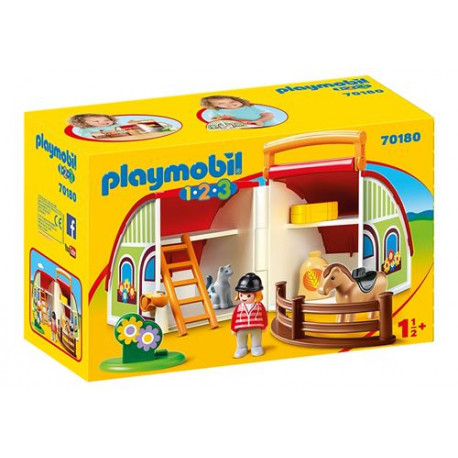 Playmobil 1.2.3 70180 Centre équestre transportable