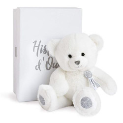 Ours en peluche Doudou et Compagnie Charms 24 cm Blanc