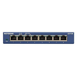 Switch réseau Gigabit RJ45 Netgear ProSAFE GS108GE 8 ports Bleu