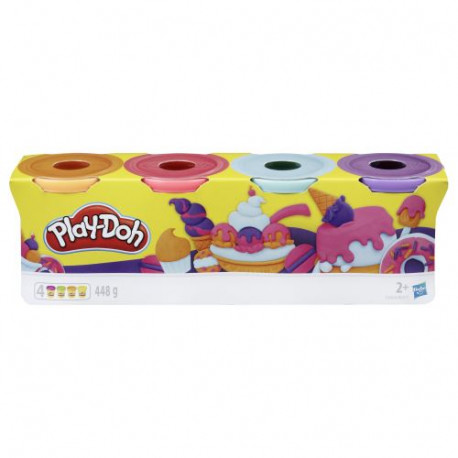 Play doh 4 pots de couleurs asst (violet/bleu/rose/orange)