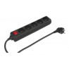 Multiprise Temium 5 prises et interrupteur 1,5 m Noir