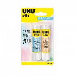 UHU LOT DE 2 STIC BLANC 21G PASTEL