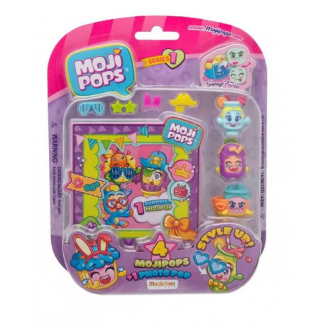 Blister de 4 MojiPops Megableu avec Photo Pop Série 1 Modèle aléatoire