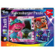 Puzzles 3 x 49 pièces Ravensburger Tournée mondiale Trolls 2