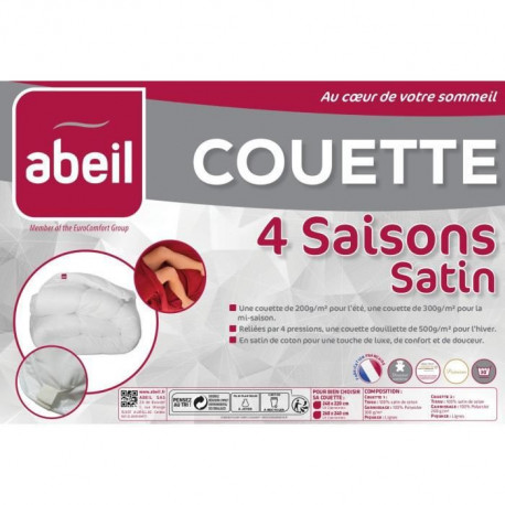 ABEIL Couette 4 SAISONS Satin de Coton 240x260cm