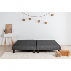 FINLANDEK Rakenne Sommiers tapissiers a lattes x 2 - 180 x 200 cm - Bois massif gris anthracite + Pieds bois verni clair