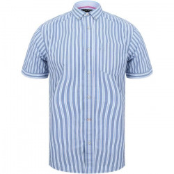 Chemise homme rayée manches courtes / Blue / bleu