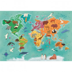 Clementoni - Exploring Maps 250 pieces - Monde - Animaux