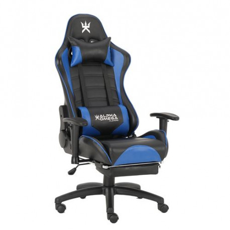 Chaise de bureau gaming Alpha Omega Players Impérium Noir et Bleu