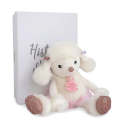 Doudou Histoire d'Ours Twist Roxane caniche 25 cm Blanc et Rose